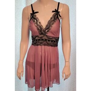 Sheer Sexy Womans 2XL Lavender Sexy Baby Doll Nighty Bows Adjustable Straps